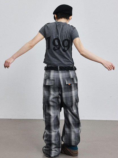 Achihara Pixel Grid Wide Leg Lounge Pants
