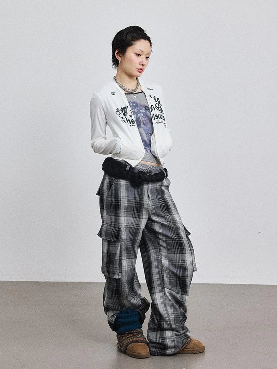 Pixel Grid Wide Leg Lounge Pants
