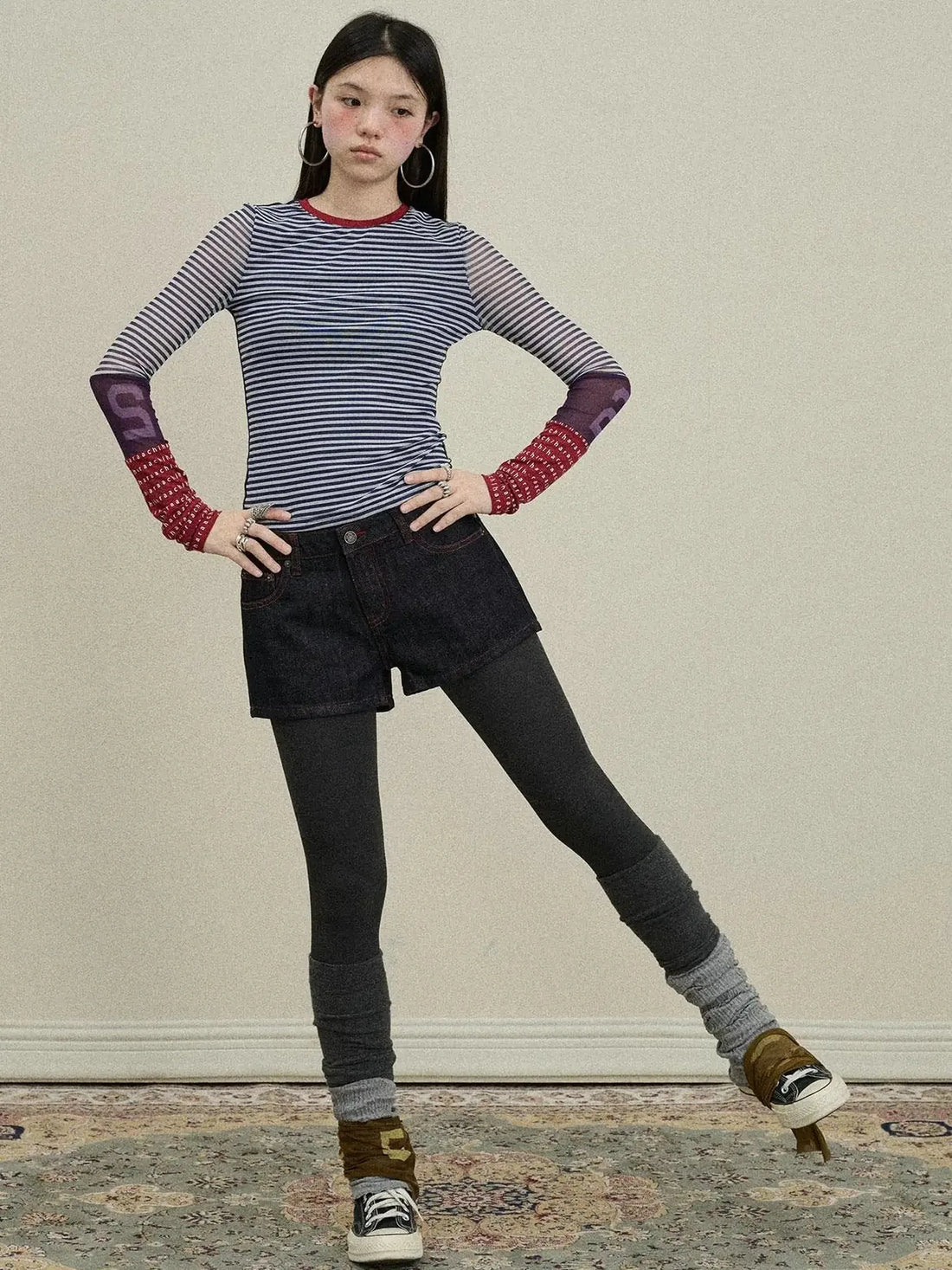 Pixel Sugar Sunscreen T-Shirt V-Neck Long-Sleeve