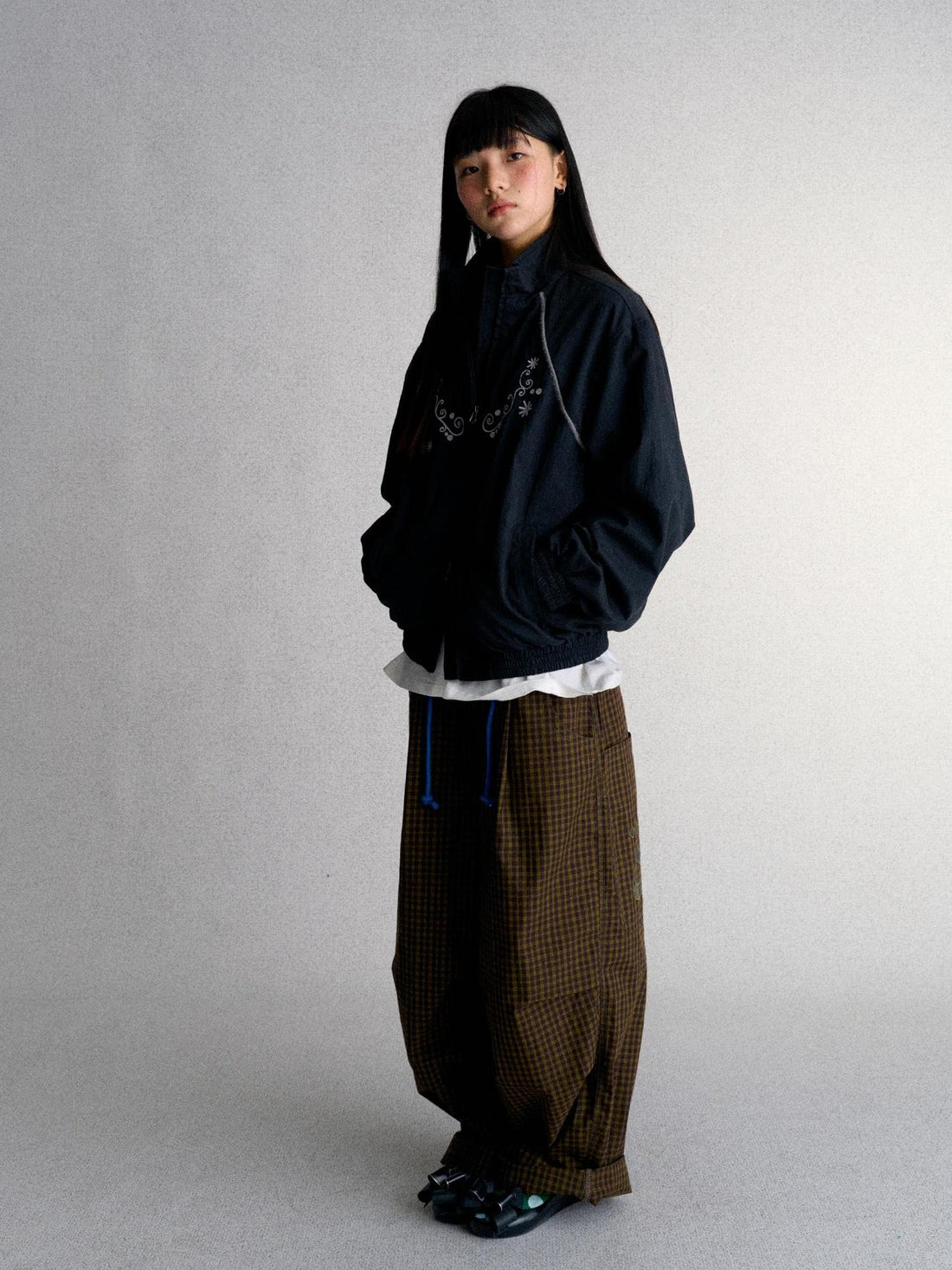 Achihara Plaid Embroidered Women&