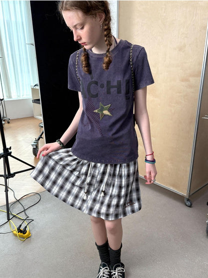Achihara Plaid Star Print Oversized Women&