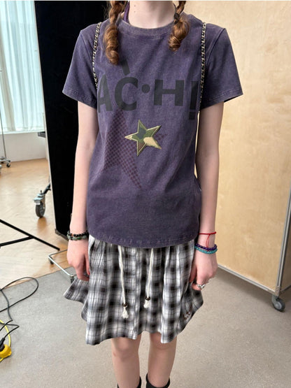 Achihara Plaid Star Print Oversized Women&