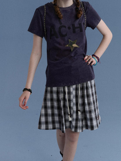 Achihara Plaid Star Print Oversized Women&