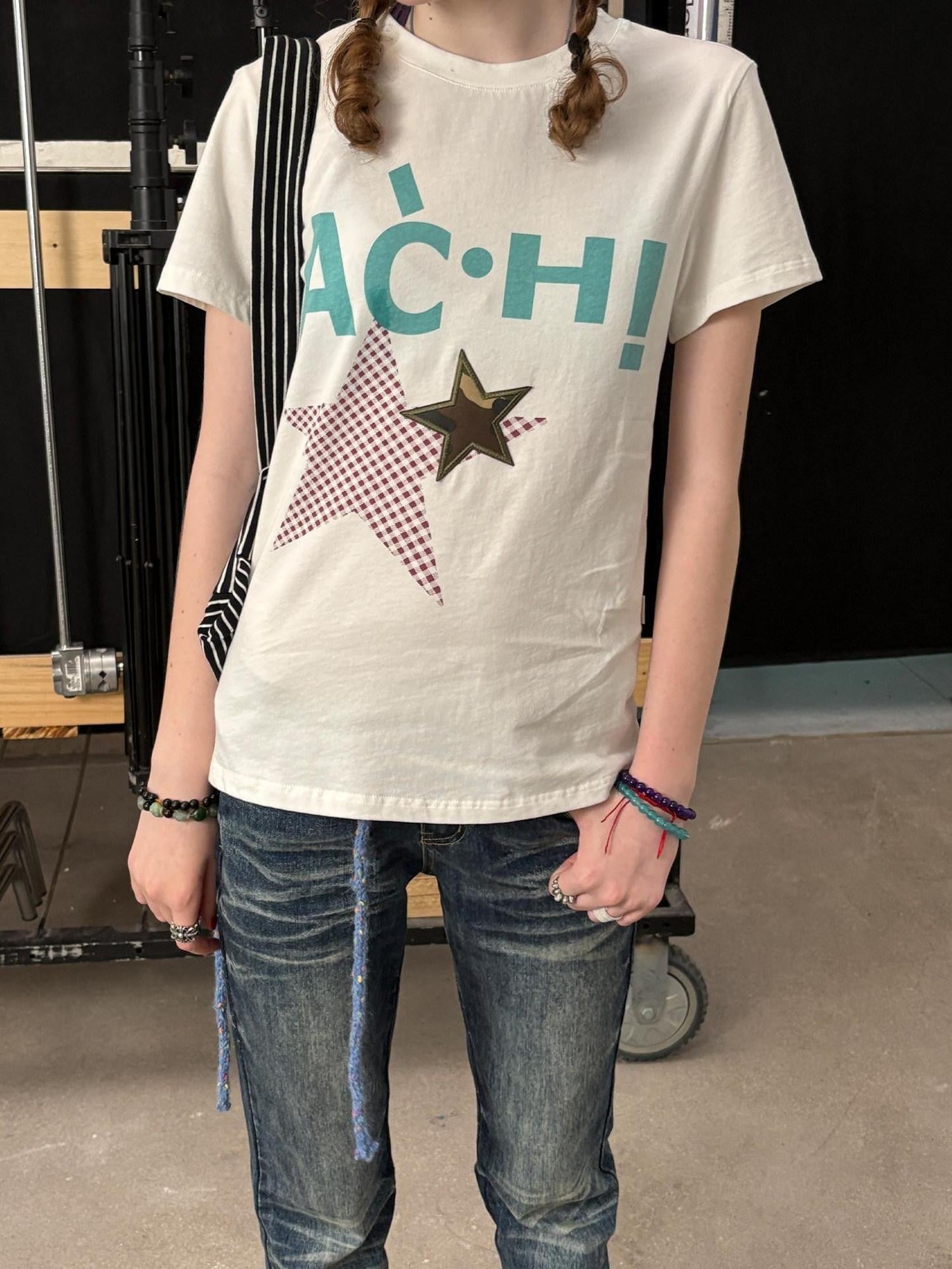 Achihara Plaid Star Print Oversized Women&