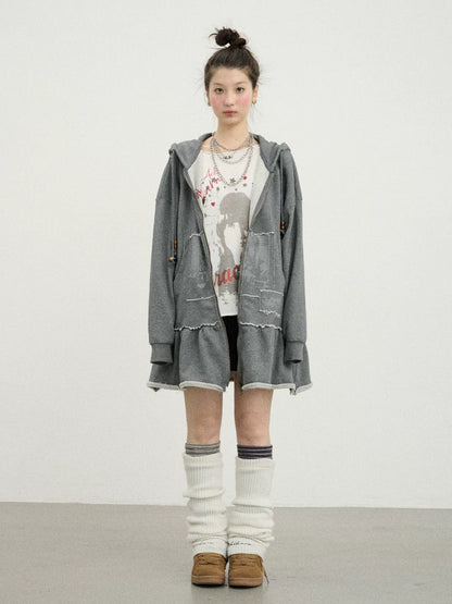 Achihara Plasmatics Punk Band Distressed Cropped Hoodie Dress-1