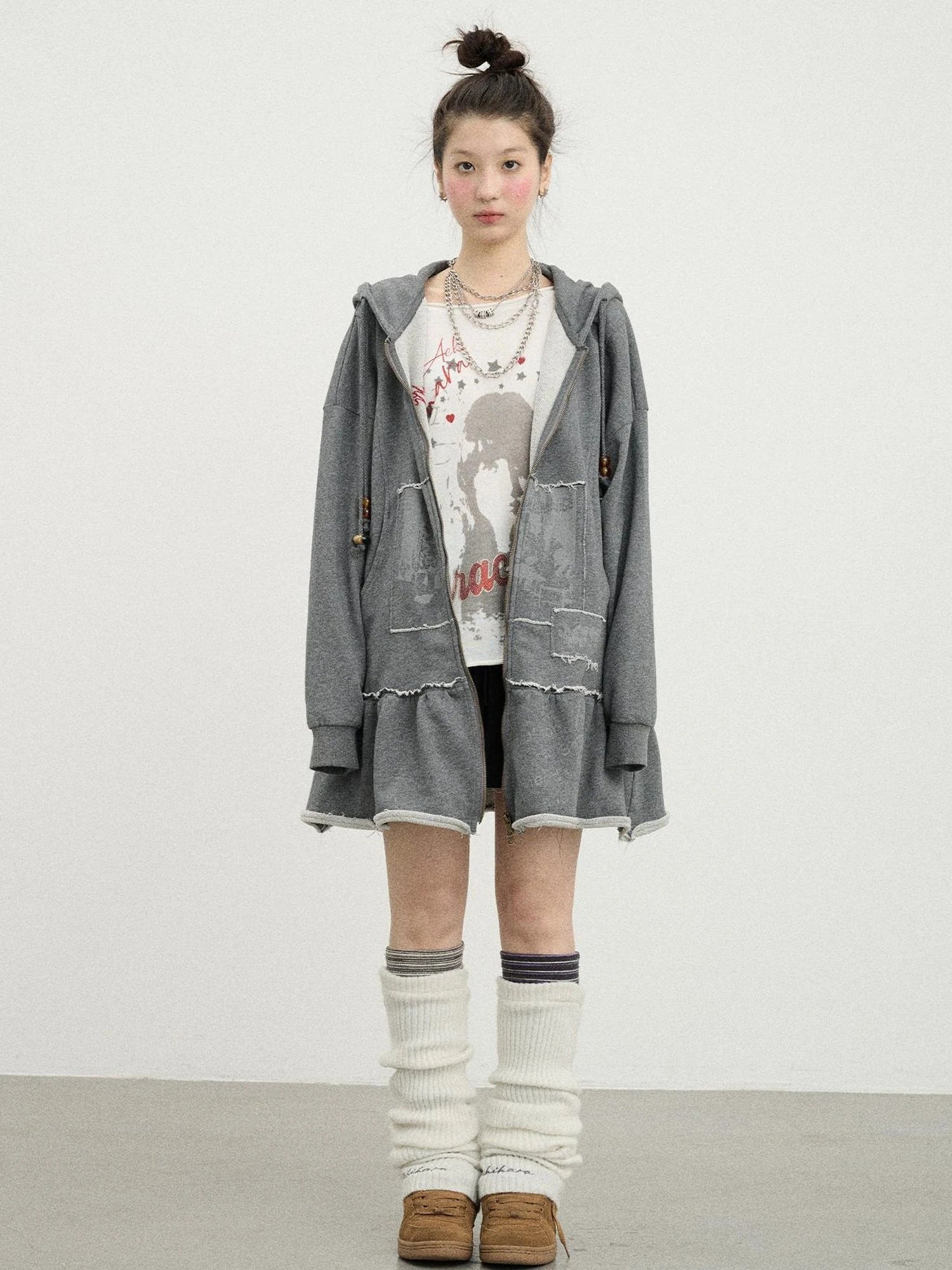 Plasmatics Punk Band Distressed Cropped Hoodie Dress
