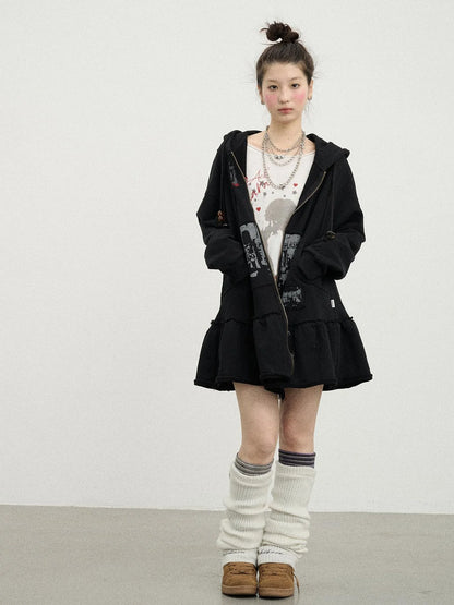 Plasmatics Punk Band Distressed Cropped Hoodie Dress