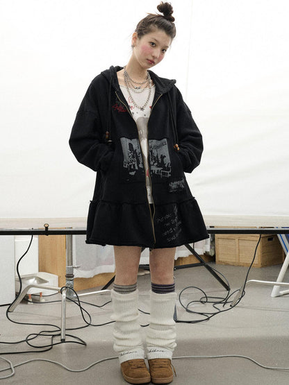 Achihara Plasmatics Punk Band Distressed Cropped Hoodie Dress