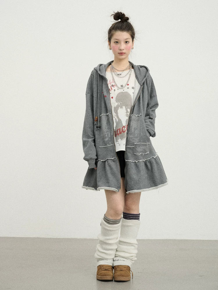 Achihara Plasmatics Punk Band Distressed Cropped Hoodie Dress-5
