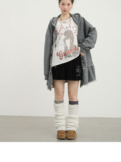 Achihara Plasmatics Punk Band Distressed Cropped Hoodie Dress