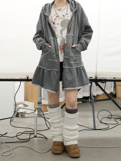 Achihara Plasmatics Punk Band Distressed Cropped Hoodie Dress