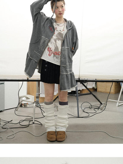 Achihara Plasmatics Punk Band Distressed Cropped Hoodie Dress