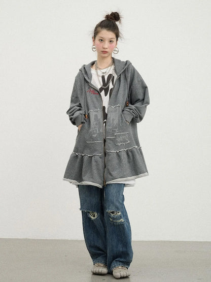 Plasmatics Punk Band Distressed Cropped Hoodie Dress