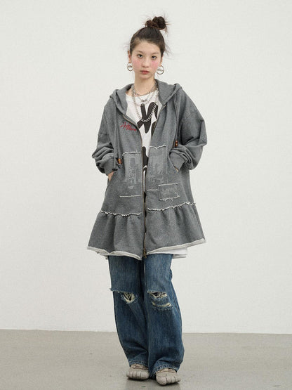Achihara Plasmatics Punk Band Distressed Cropped Hoodie Dress