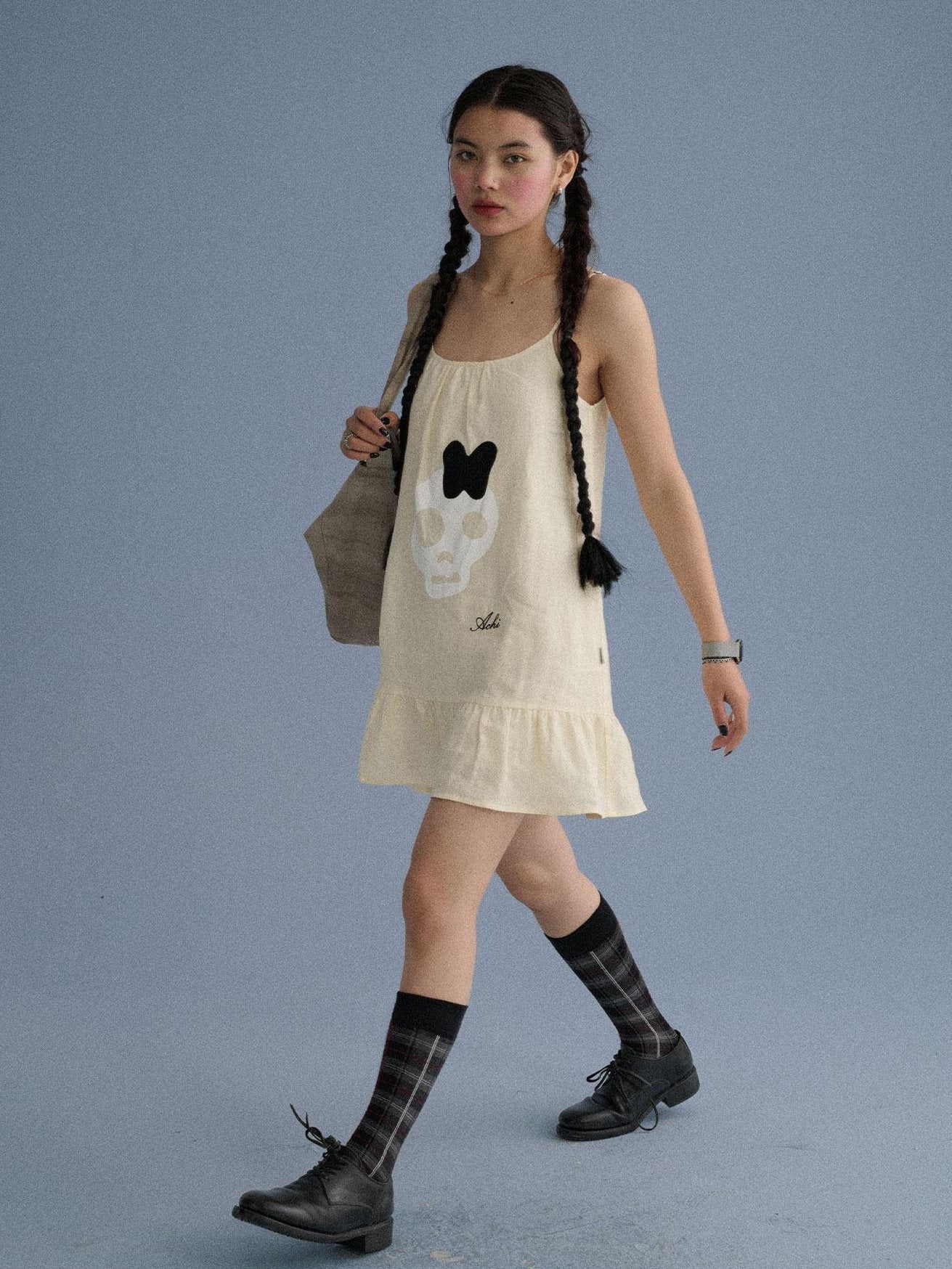 Achihara Pleated Linen Shoulder Tote Trendy Single Strap Casual Youth Solid Handbags