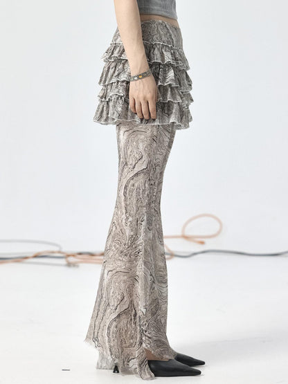 Achihara Pleated Skirt &amp; Flared Pants Set In Blending Colors For All Seasons