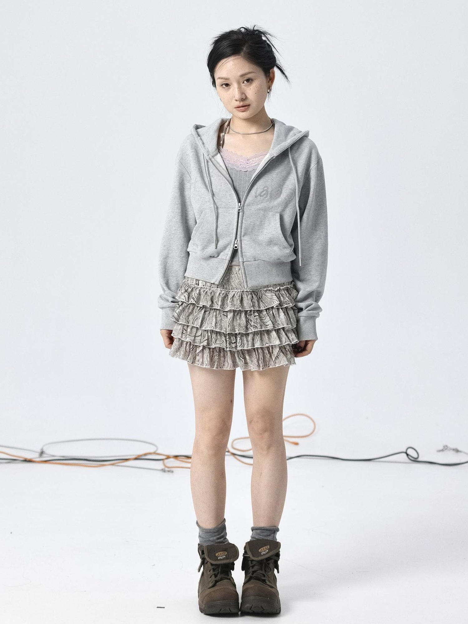 Achihara Pleated Skirt &amp; Flared Pants Set In Blending Colors For All Seasons