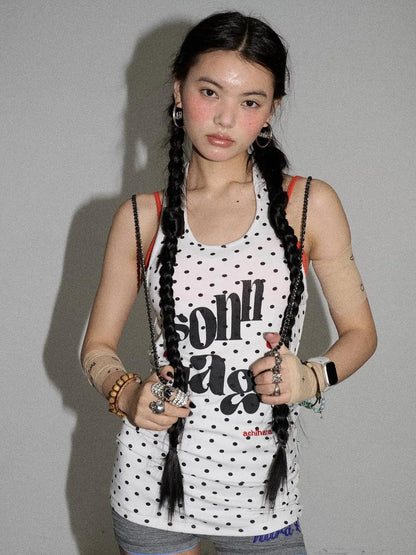 Polka Dot Backless Halter Top