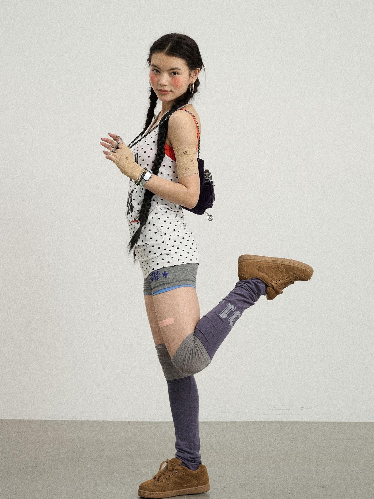 Achihara Polka Dot Backless Halter Top