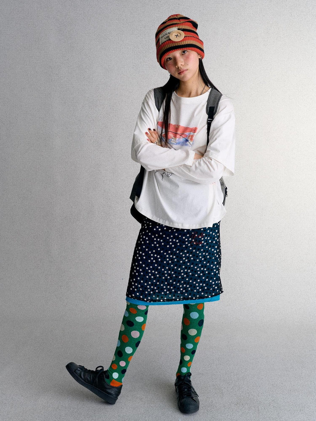 Achihara Polka Dot Lace Panel A Line Women&