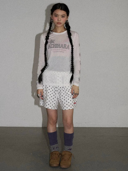 Polka Dot Wide Leg Shorts Summer White Trousers Casual Short Pants