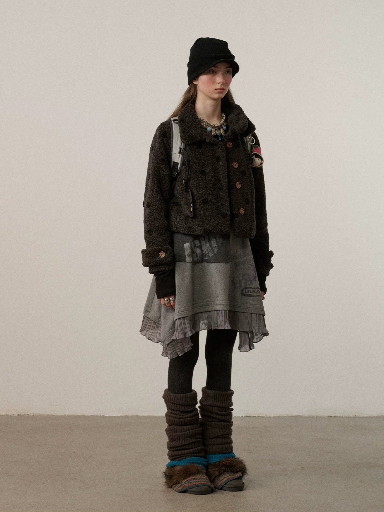 Achihara Polka Dot Zip Lapel Commuter Long Sleeve Regular Fit Women Polyester Jacket