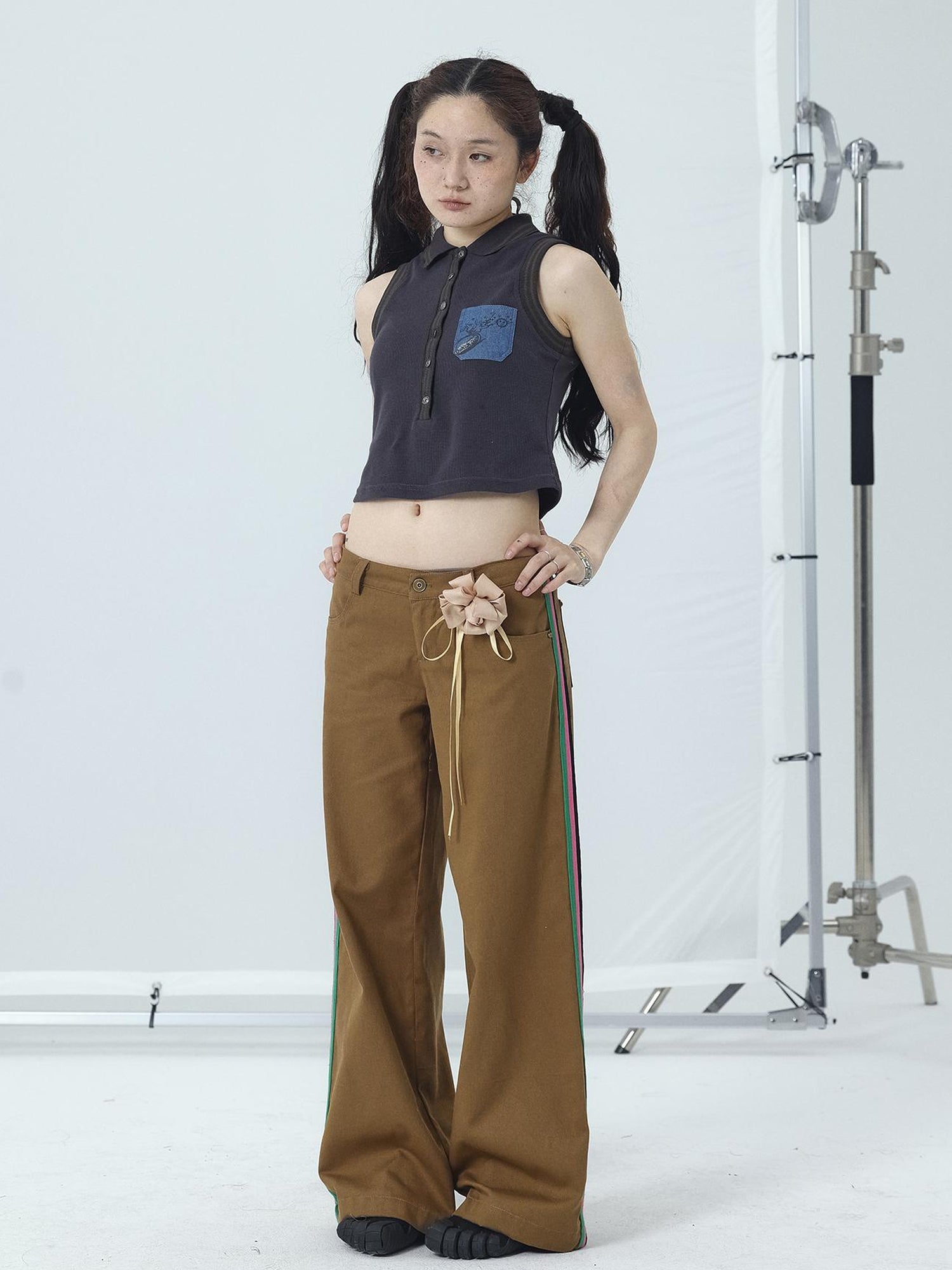 Achihara Polo Collar Vest Dress Summer Autumn Sleeveless Top