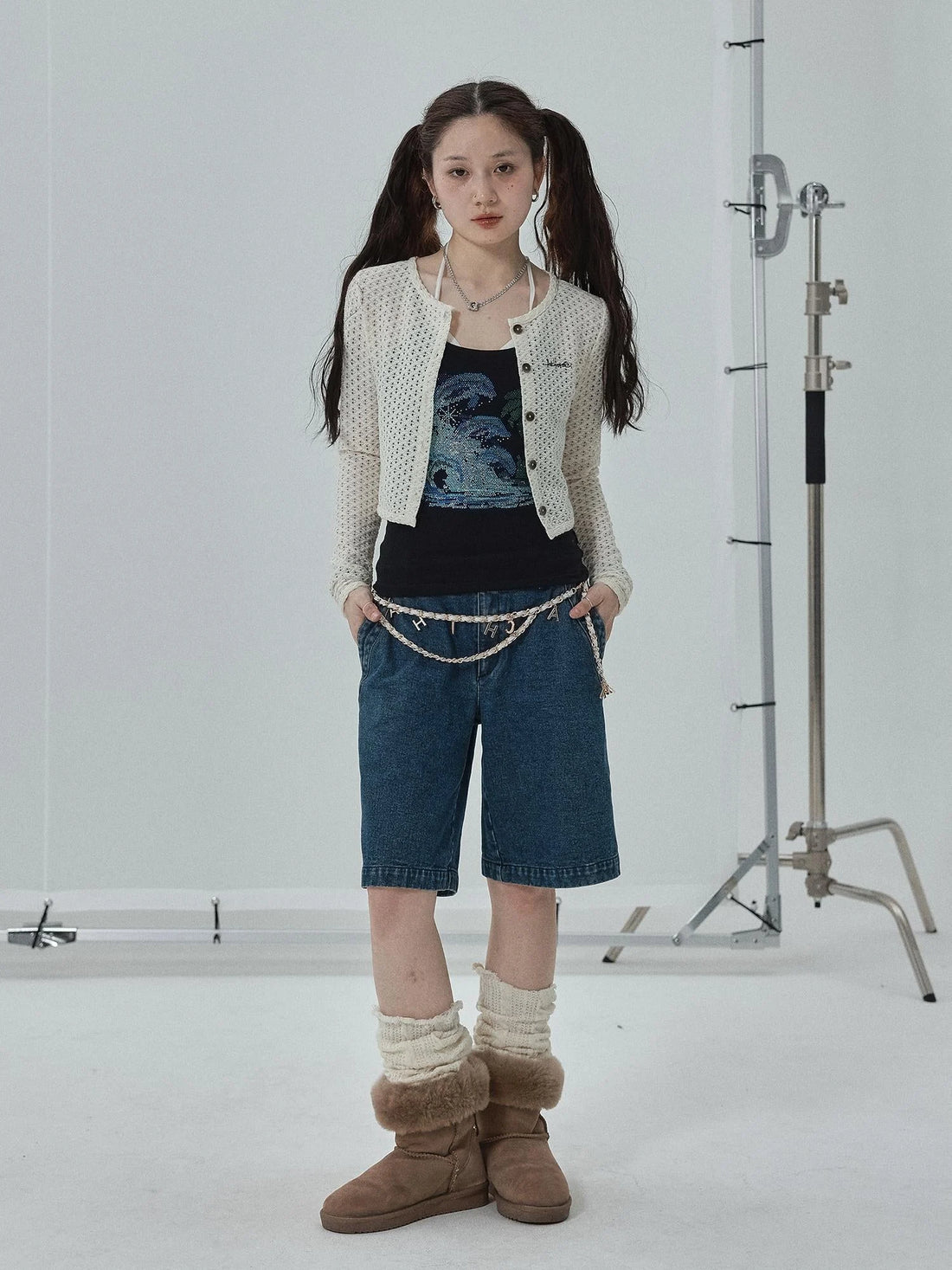 Pop Candy Summer Sun Smock Top V Neck T Shirt Long Sleeve