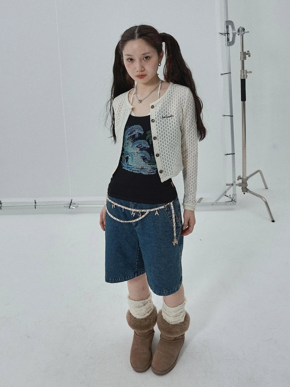 Pop Candy Summer Sun Smock Top V Neck T Shirt Long Sleeve