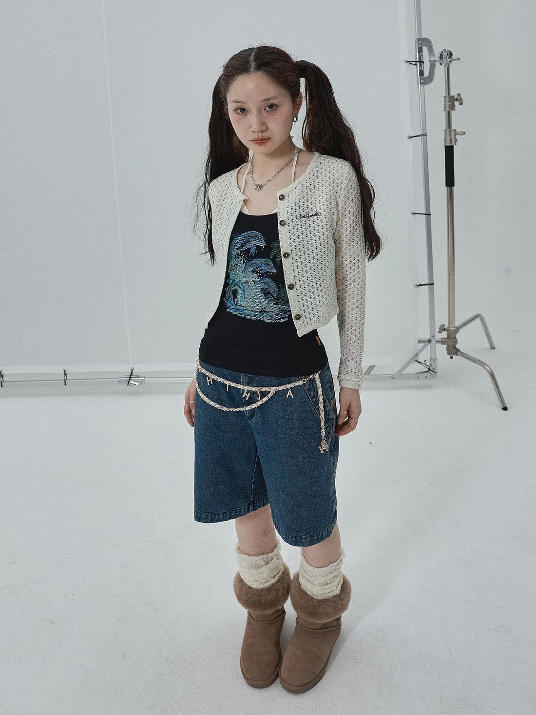 Achihara Pop Candy Summer Sun Smock Top V Neck T Shirt Long Sleeve