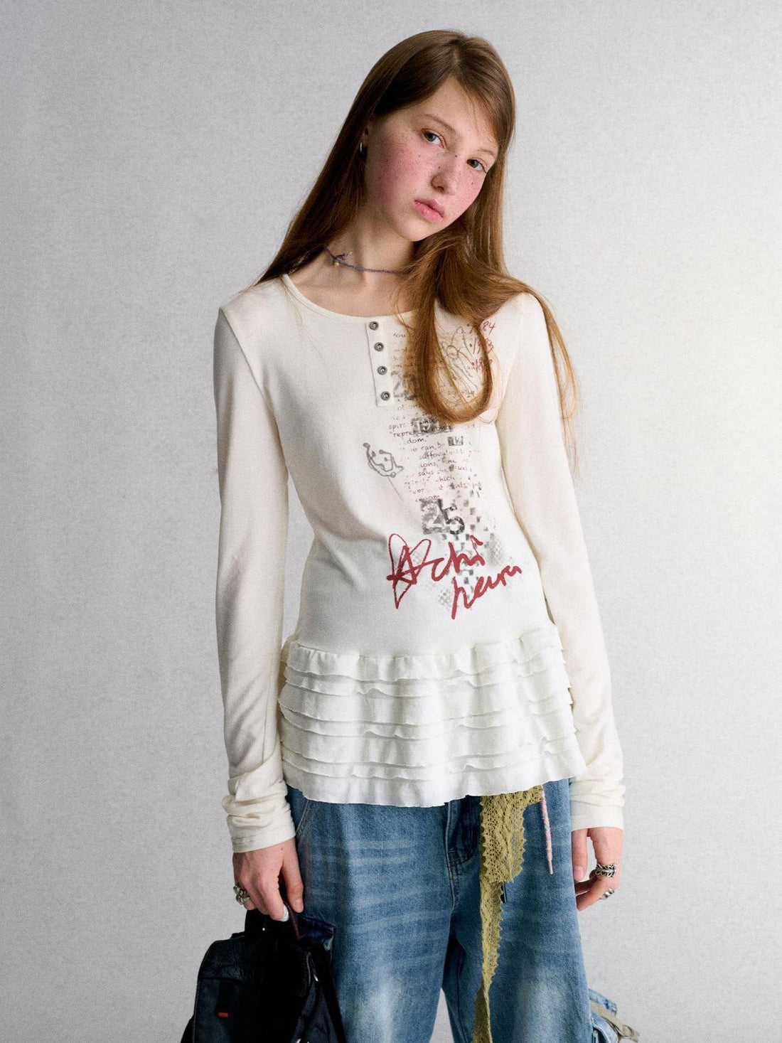 Achihara Print Round Neck Straight Fit Women&