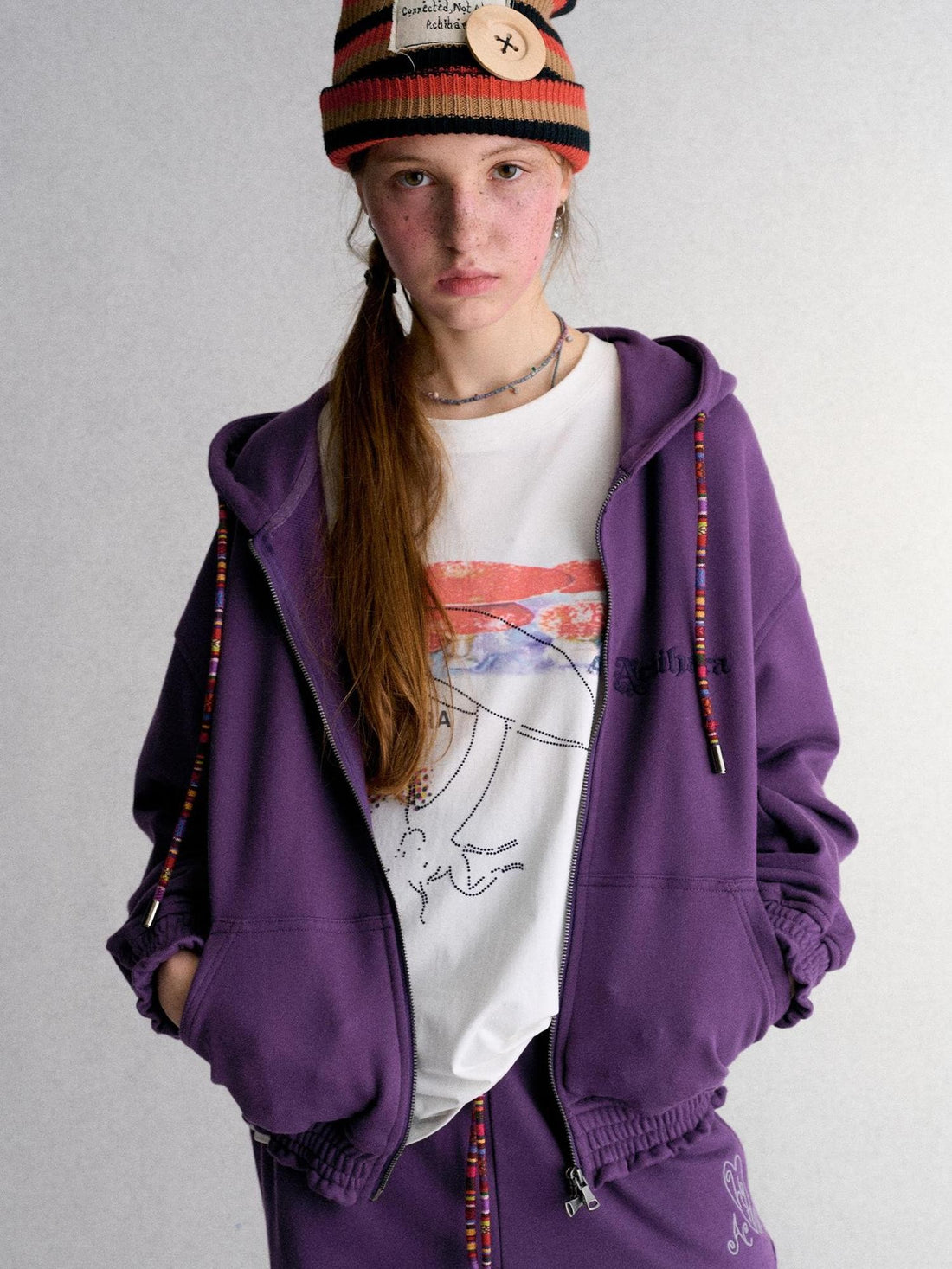 Achihara Print Straight Fit Fleece Lined Women&