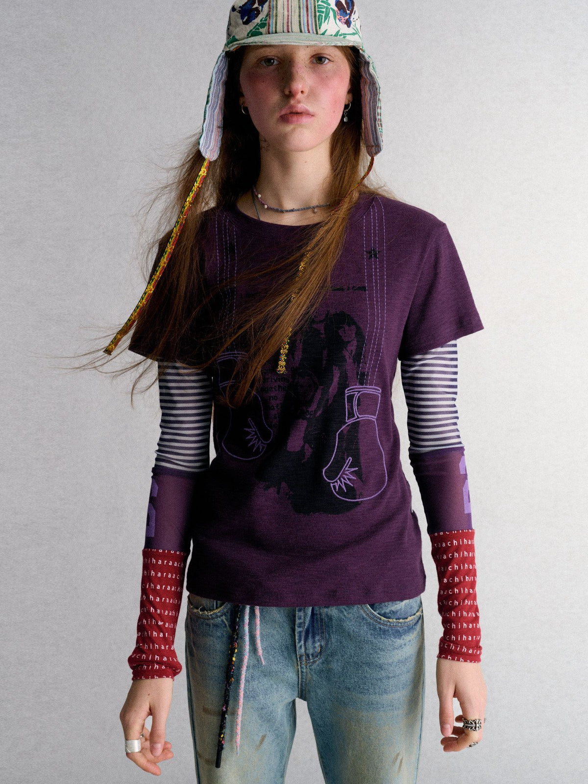Achihara_Purple_Mesh_Layered_Print_Color_Block_Women&