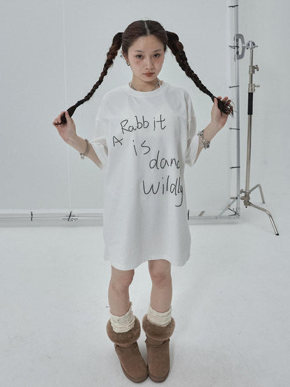 Achihara Rabbit Embroidered Cotton Tee with Bead Detail