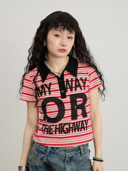 Rebel Stripe Polo My Way Or The Highway