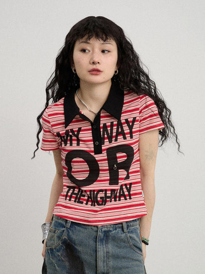 Achihara Rebel Stripe Polo My Way Or The Highway