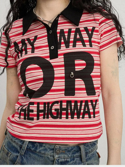 Rebel Stripe Polo My Way Or The Highway