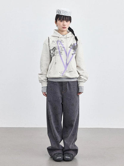 Relaxed Graffiti Jeans With Vintage Wash