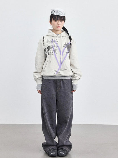Relaxed Graffiti Jeans With Vintage Wash