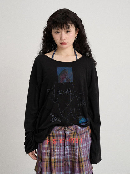 Achihara Relaxed Salted Fish Sunshield Loose Top