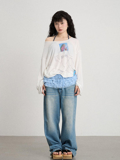 Achihara Relaxed Salted Fish Sunshield Loose Top