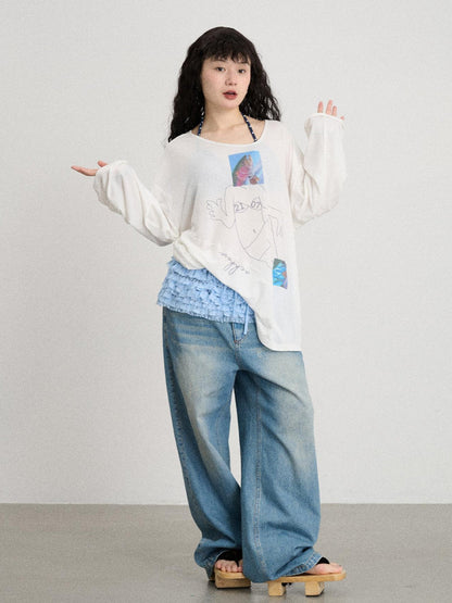 Achihara Relaxed Salted Fish Sunshield Loose Top
