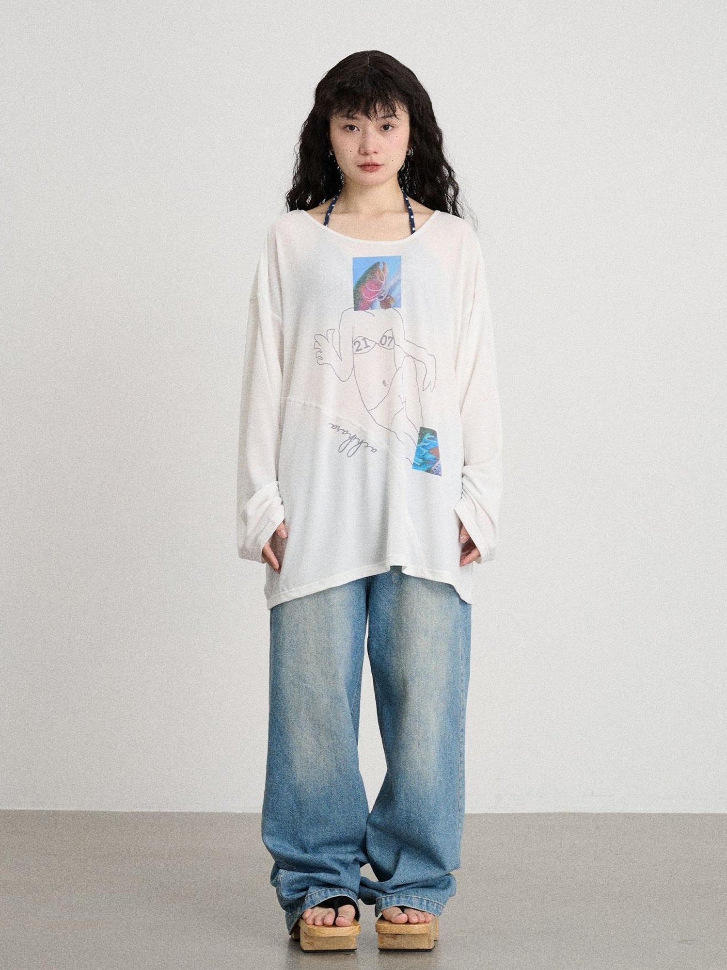 Achihara Relaxed Salted Fish Sunshield Loose Top