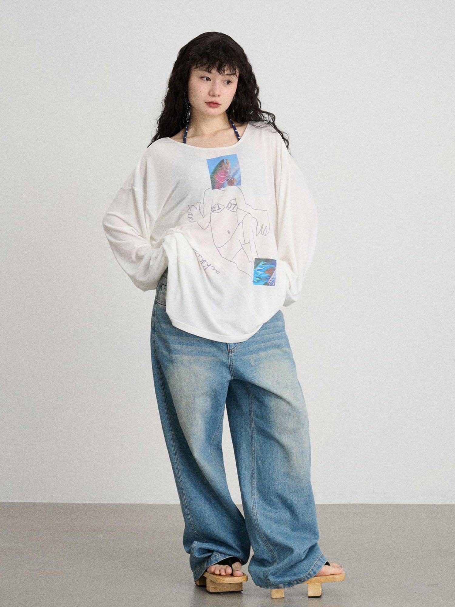 Achihara Relaxed Salted Fish Sunshield Loose Top