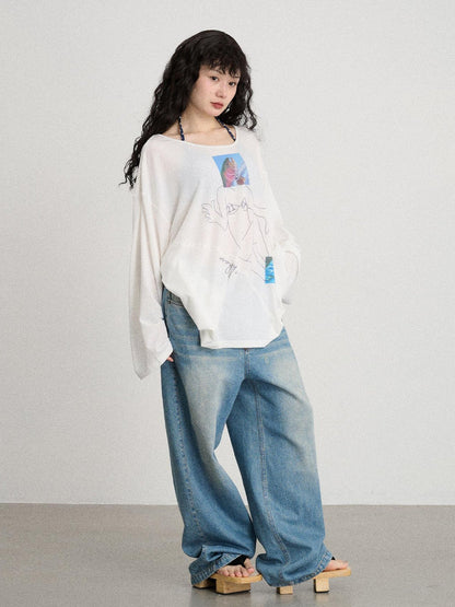 Achihara Relaxed Salted Fish Sunshield Loose Top