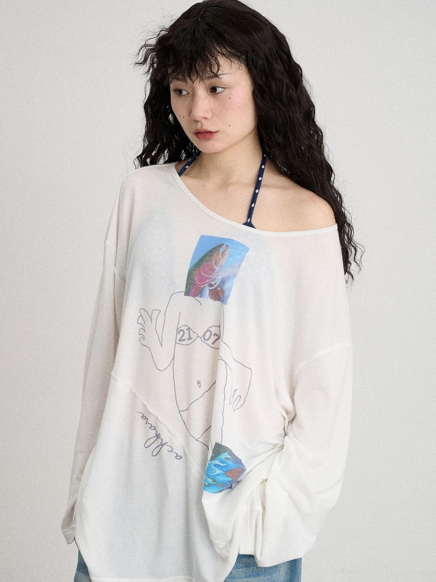 Achihara Relaxed Salted Fish Sunshield Loose Top