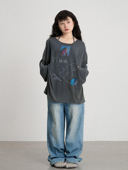 Achihara Relaxed Salted Fish Sunshield Loose Top