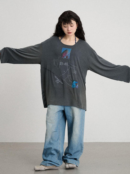 Achihara Relaxed Salted Fish Sunshield Loose Top