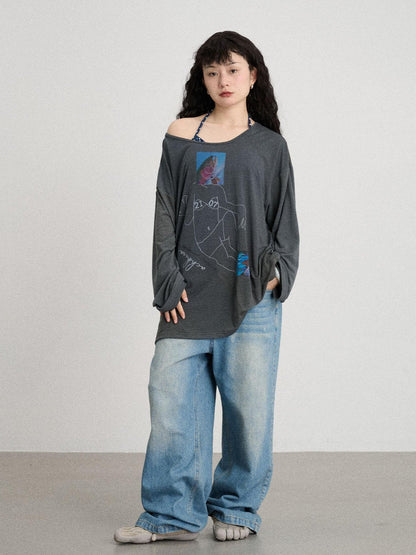 Achihara Relaxed Salted Fish Sunshield Loose Top