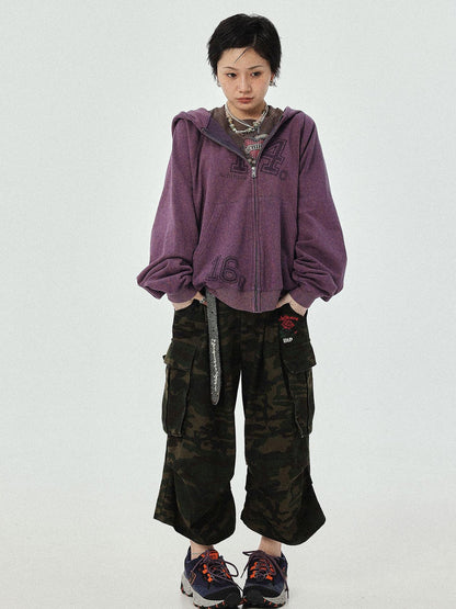 Achihara Renaissance Washed Hoodie V-Neck T-Shirt Long-Sleeve
